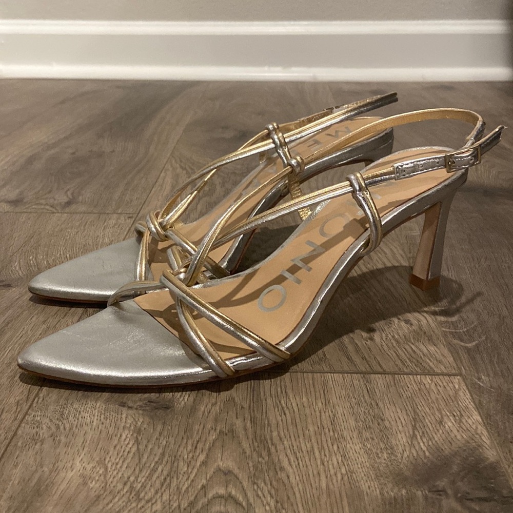 silver+gold heels